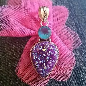 Druzy and Topaz Pendant